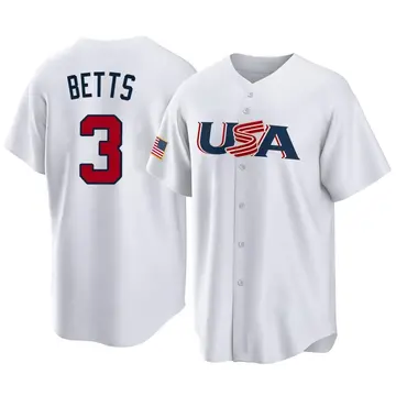 Youth Mookie Betts USA Baseball Replica White 2023 World Baseball Classic Jersey